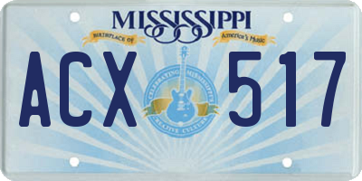 MS license plate ACX517