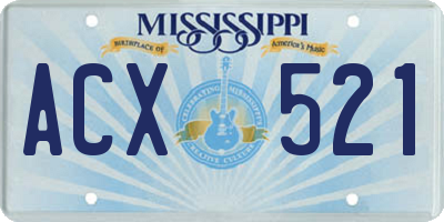 MS license plate ACX521
