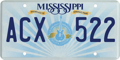 MS license plate ACX522