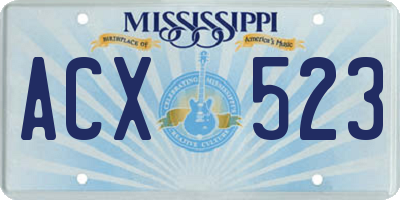 MS license plate ACX523