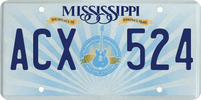 MS license plate ACX524