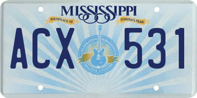 MS license plate ACX531