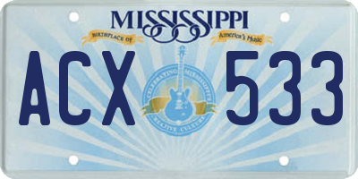 MS license plate ACX533