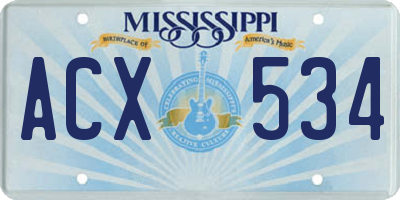 MS license plate ACX534