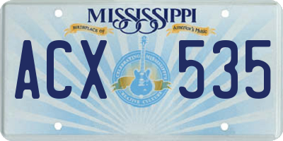 MS license plate ACX535