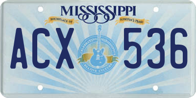 MS license plate ACX536