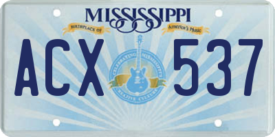 MS license plate ACX537