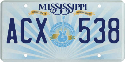 MS license plate ACX538