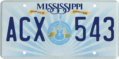 MS license plate ACX543