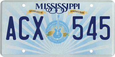 MS license plate ACX545