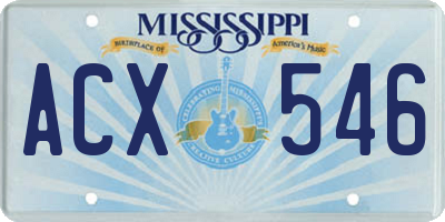 MS license plate ACX546
