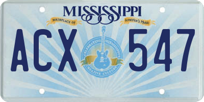 MS license plate ACX547