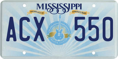 MS license plate ACX550