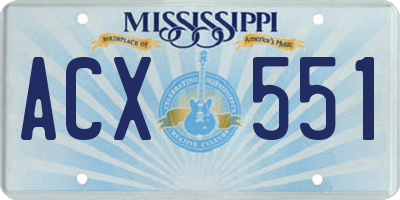 MS license plate ACX551