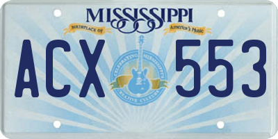 MS license plate ACX553