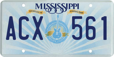 MS license plate ACX561