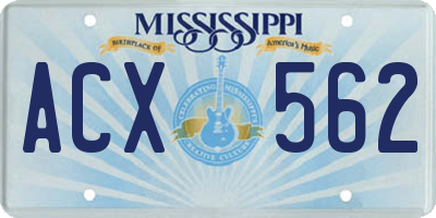 MS license plate ACX562