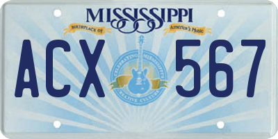 MS license plate ACX567
