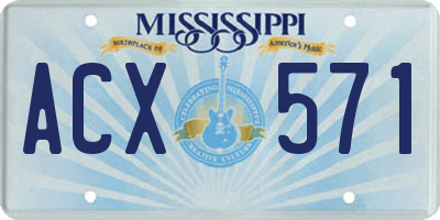MS license plate ACX571
