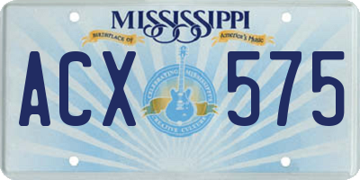 MS license plate ACX575