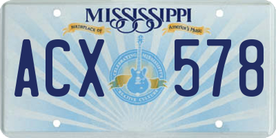 MS license plate ACX578