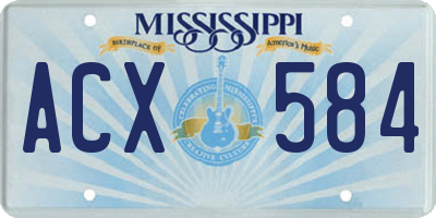 MS license plate ACX584