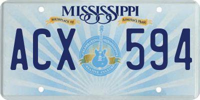 MS license plate ACX594