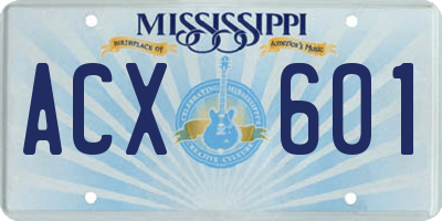 MS license plate ACX601