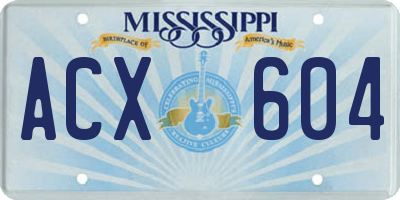 MS license plate ACX604