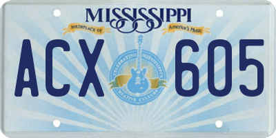 MS license plate ACX605
