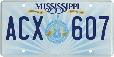 MS license plate ACX607