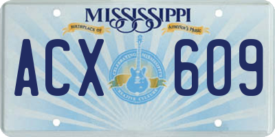 MS license plate ACX609