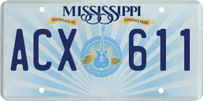 MS license plate ACX611