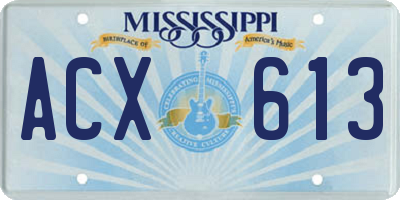 MS license plate ACX613