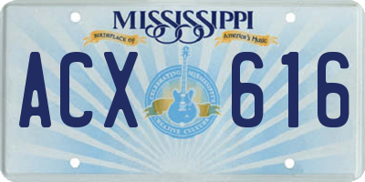 MS license plate ACX616