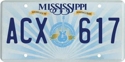MS license plate ACX617