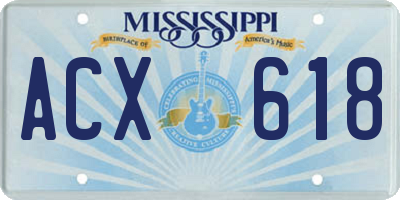 MS license plate ACX618