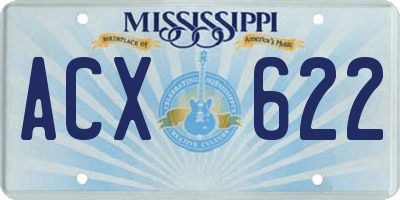 MS license plate ACX622