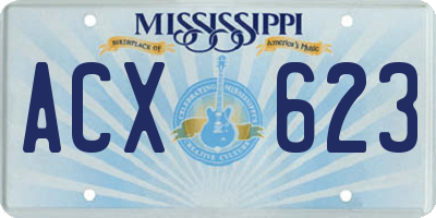 MS license plate ACX623