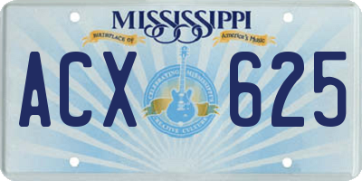 MS license plate ACX625