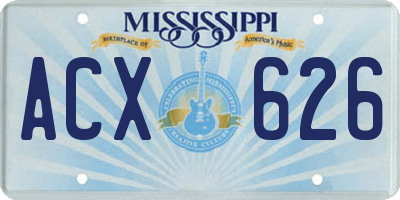 MS license plate ACX626
