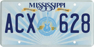 MS license plate ACX628