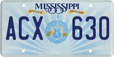 MS license plate ACX630