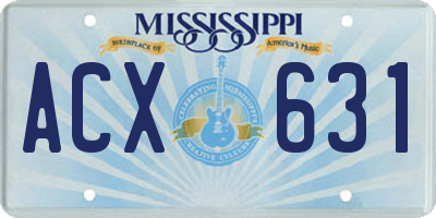 MS license plate ACX631