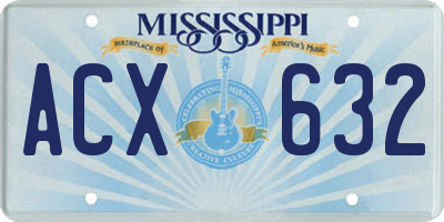MS license plate ACX632