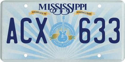 MS license plate ACX633