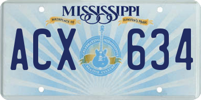 MS license plate ACX634