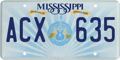 MS license plate ACX635
