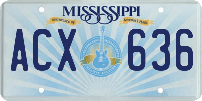 MS license plate ACX636