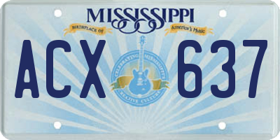 MS license plate ACX637